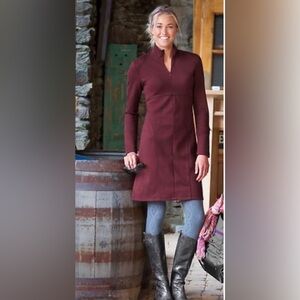 Athleta Cassidy knit dress - burgundy - long sleeve quarter zip medium